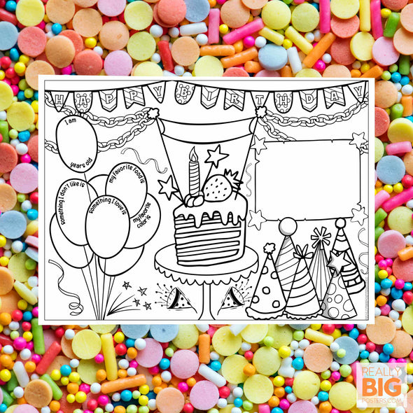 All About the Birthday Child Coloring Poster **Instant Digital Download**