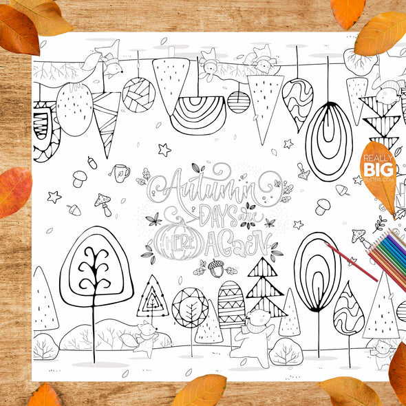 Autumn Scene Tabletop Coloring Poster