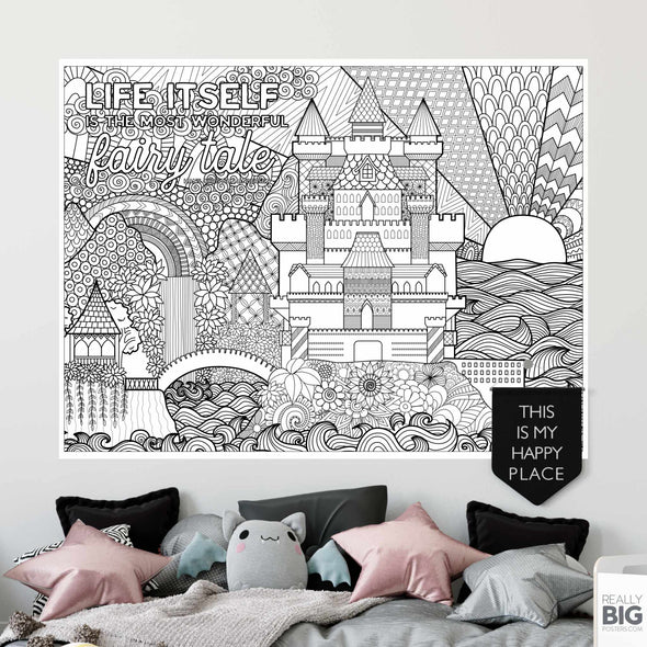 Fairy Tale Castle Coloring Poster