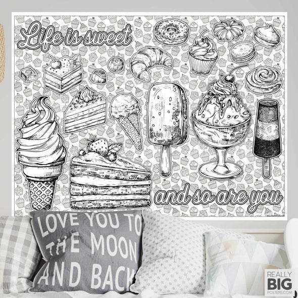 Illustrated Sweets Coloring Poster