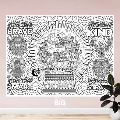 Unicorn Brave Smart Kind Strong Coloring Poster (Wall)