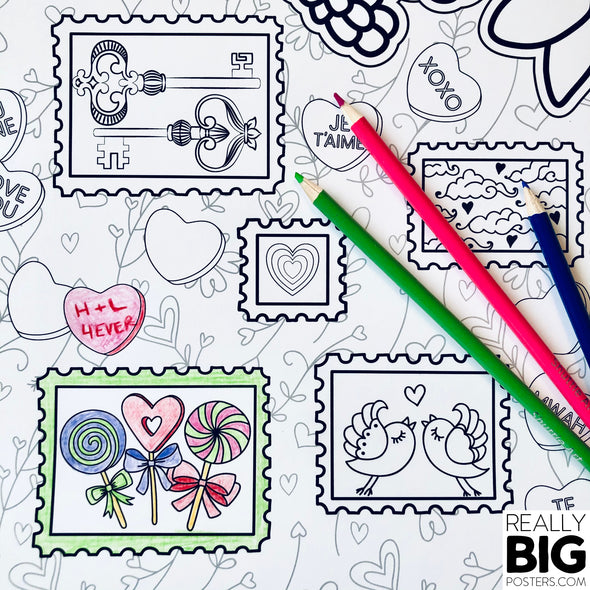 Countdown to Valentine's Day Coloring Poster