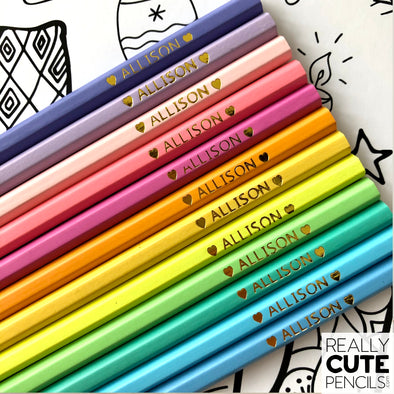 Set of 12 Personalized Colored Pencils, Pastels