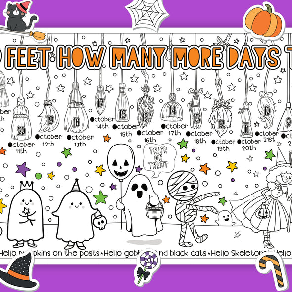 Halloween Countdown Small Coloring Poster