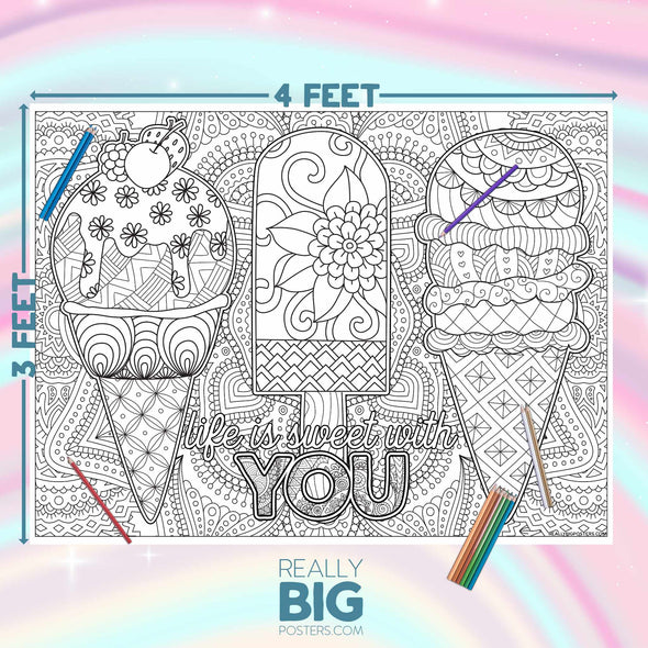 Sweet Ice Cream Coloring Poster