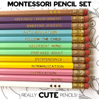Montessori Pencil Set, Pastel Rainbow *READY TO SHIP*