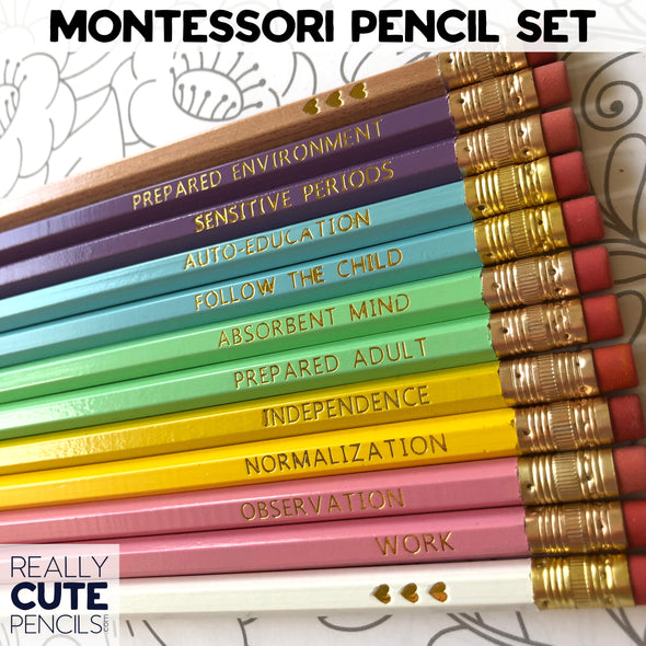 Montessori Pencil Set, Pastel Rainbow *READY TO SHIP*