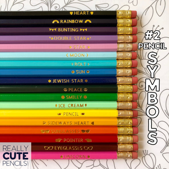 Set of Six Personalized #2 Pencils, Bold Rainbow