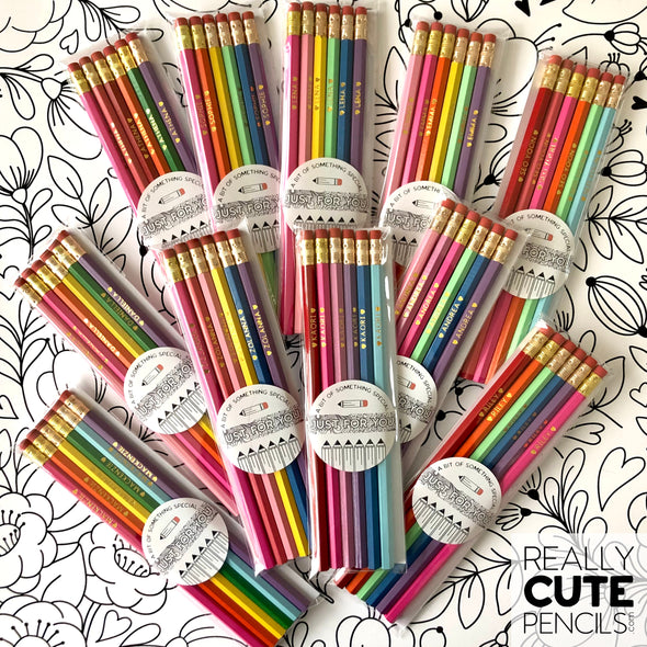 Mix & Match Colors, Set of Six Personalized #2 Pencils