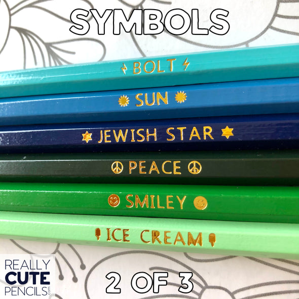 Set of Six Personalized #2 Pencils, Green Eyed Lady